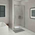 Heizmann Chrome Sliding Shower Door 1100mm with 1100x900mm SMC Shower Tray White