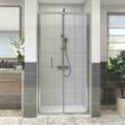 Heizmann Chrome Bi-Fold Shower Enclosure Door 1000mm with 1000x1000mm SMC Shower Tray White