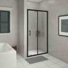 Heizmann Black Sliding Shower Door 1000mm with 1000x1000mm SMC Shower Tray White