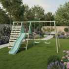 Mercia Double Swing With Climbing Wall + Slide