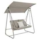 Norfolk Leisure Stamford Rattan 2 Seater Swing with Grey Frame & Grey Cushions