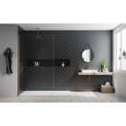 Nexa By Merlyn 8mm Brushed Bronze Frameless Wet Room Shower Screen & Horizontal Bracing Bar - 1000mm