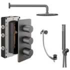 Hadleigh Recessed 3 Outlet Round Mixer Shower Includes Shower Valve, Shower Head, Shower Handset & Bath Waste - Matt Anthracite