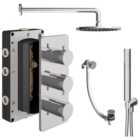 Hadleigh Recessed 3 Outlet Round Mixer Shower Includes Shower Valve, Shower Head, Shower Handset & Bath Waste - Chrome