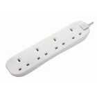Masterplug 4 Socket Wall-Fixing Extension Lead with 1m Cable - White