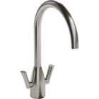 Abode Airo Dual Lever Monobloc Sink Tap - Stainless Steel