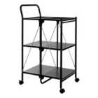 Premier Housewares Rectangular Folding Kitchen Trolley - Black
