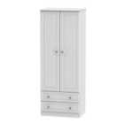 Ready Assembled Berryfield 2-Door 2- Drawer Tall Wardrobe - Gloss White