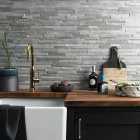 Wickes Quarzo Steel Splitface Porcelain Mosaic Tile Sheet - 394 x 160mm