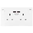 Wickes 13A Twin Switched Plug Socket with 2 USB Ports - White