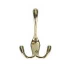 Wickes Three Prong Screwed Hook - Brass