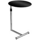 Snack Table Black Tempered Glass Adjustable Chrome Finish Frame