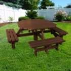 NBB Recycled Heavy Duty Octagonal 8-Seater Picnic Table - Brown
