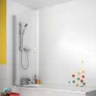 Wickes 5mm Curved Front Shower Bath Screen for P-Shaped Baths - 1500 x 752mm